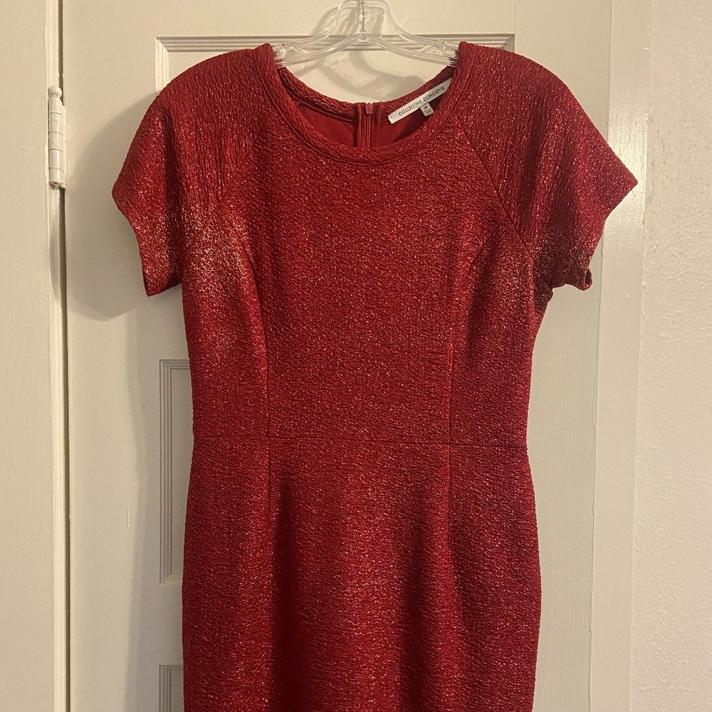 Collective Concepts metallic red sheath/bodycon dress, size Medium